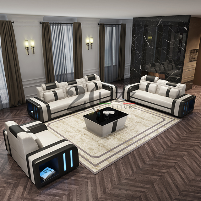 Sofá seccional de lona con diseño de sofá y mesa de centro