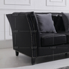 Sofá de cuero negro pequeño personalizado para sala de estar