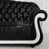 Sofá de salón de cuero Chesterfield con mesa