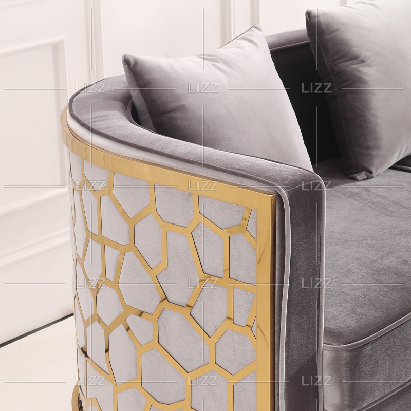 Sofá de tela acrílica de lujo con estructura de metal