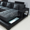 Sofá seccional LED de imitación de cuero de alta calidad con soporte para TV