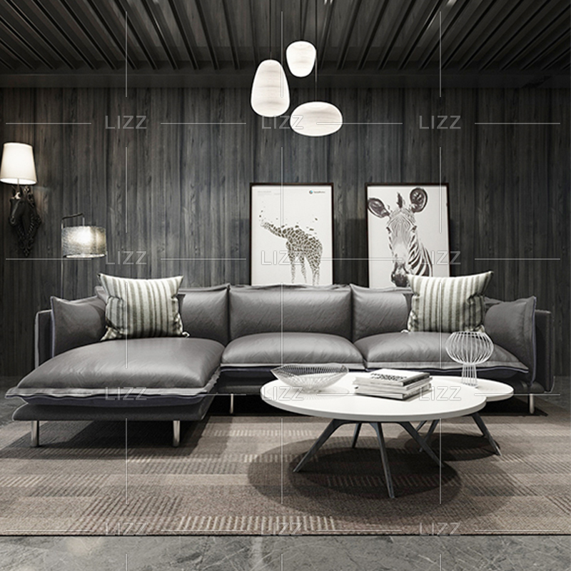 Sofá de cuero de la sala de estar del ocio moderno