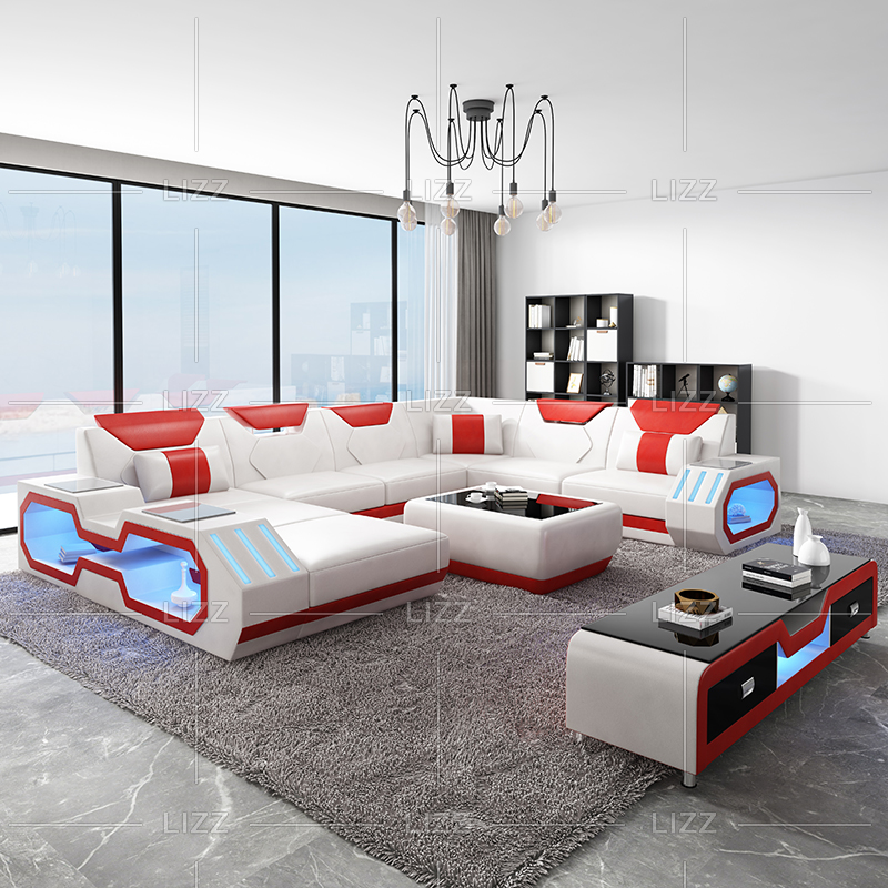Sofá seccional LED moderno de último diseño con chaise