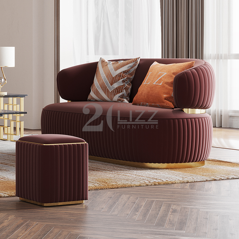 Sofá de sala de estar seccional de gama alta con patas doradas