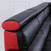 Sofá de sala de estar individual en forma de L negro y rojo