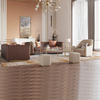 Sofá de salón de cuero americano con mesa de centro