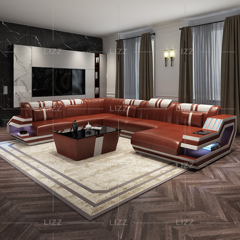 Sofá seccional de lona funky led con chaise lounge