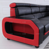 Sofá de sala de estar individual en forma de L negro y rojo