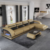 Sofá seccional LED moderno de cuero para sala de estar