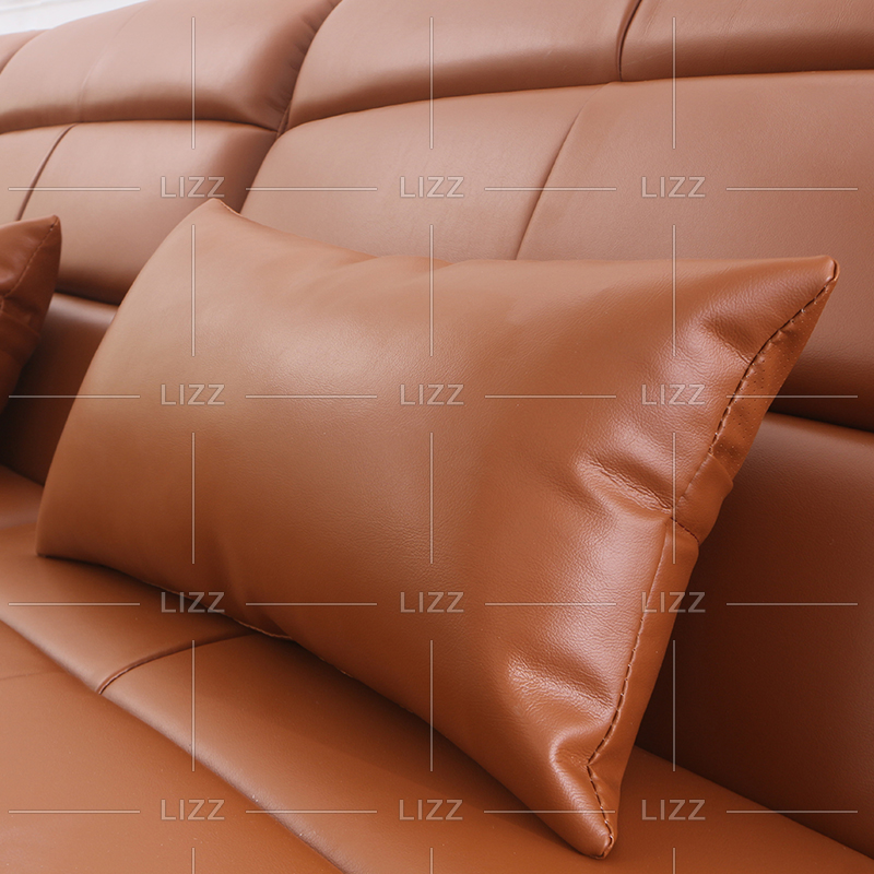 Sofá seccional de ocio con mesa led marrón oscuro