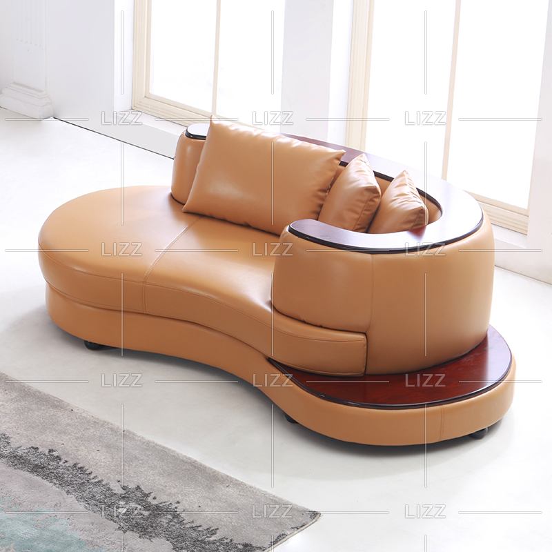 Sofá modular de cuero para sala de estar con almacenamiento